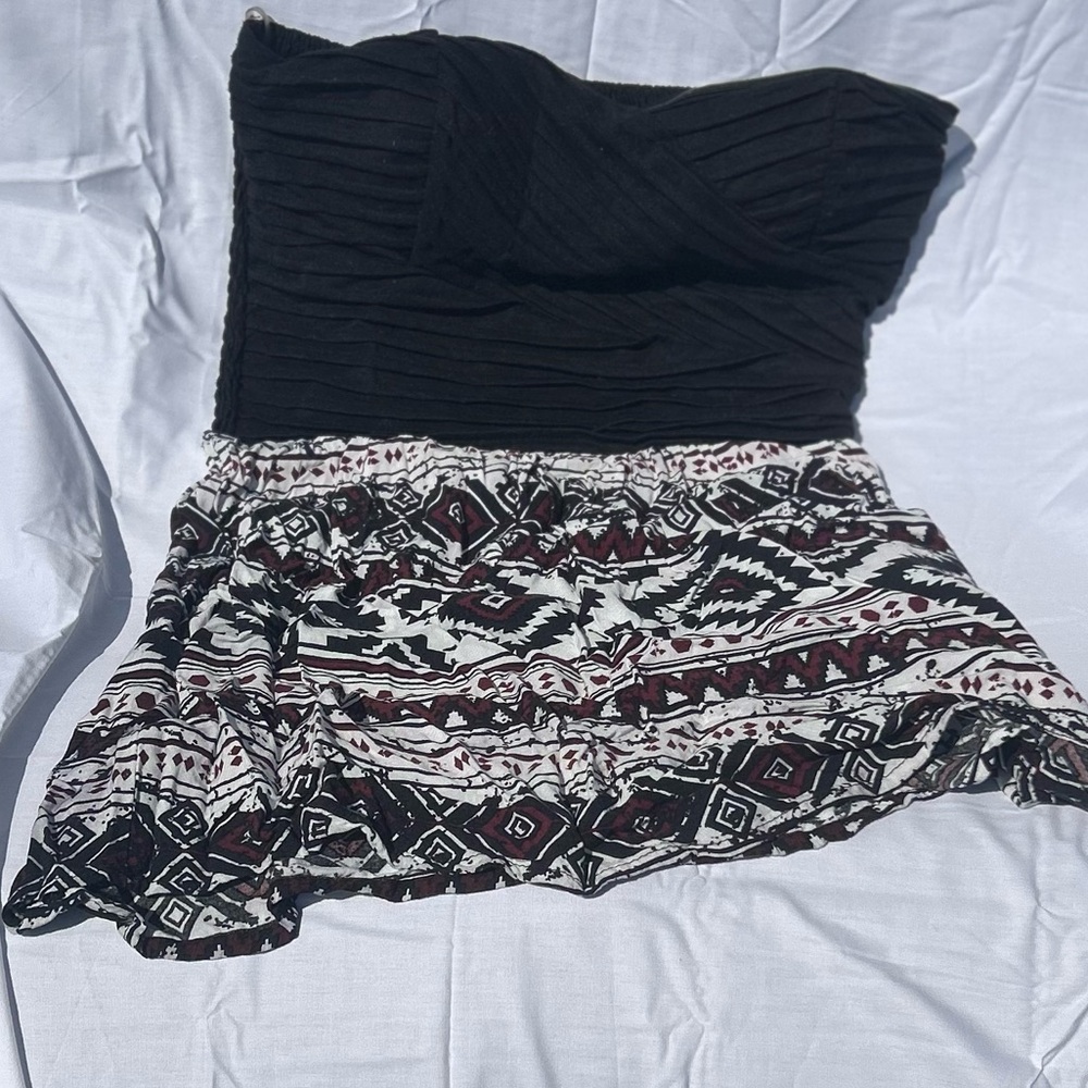 Black and patterned tube top